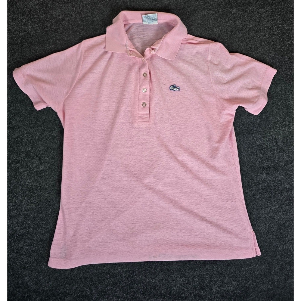 Vtg Haymaker Lacoste Women's Pink Polo Shirt Made in USA Cotton Casual Size L